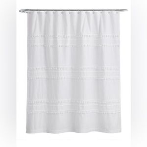Word Market Renata White Tiered Tassel Shower Curtain